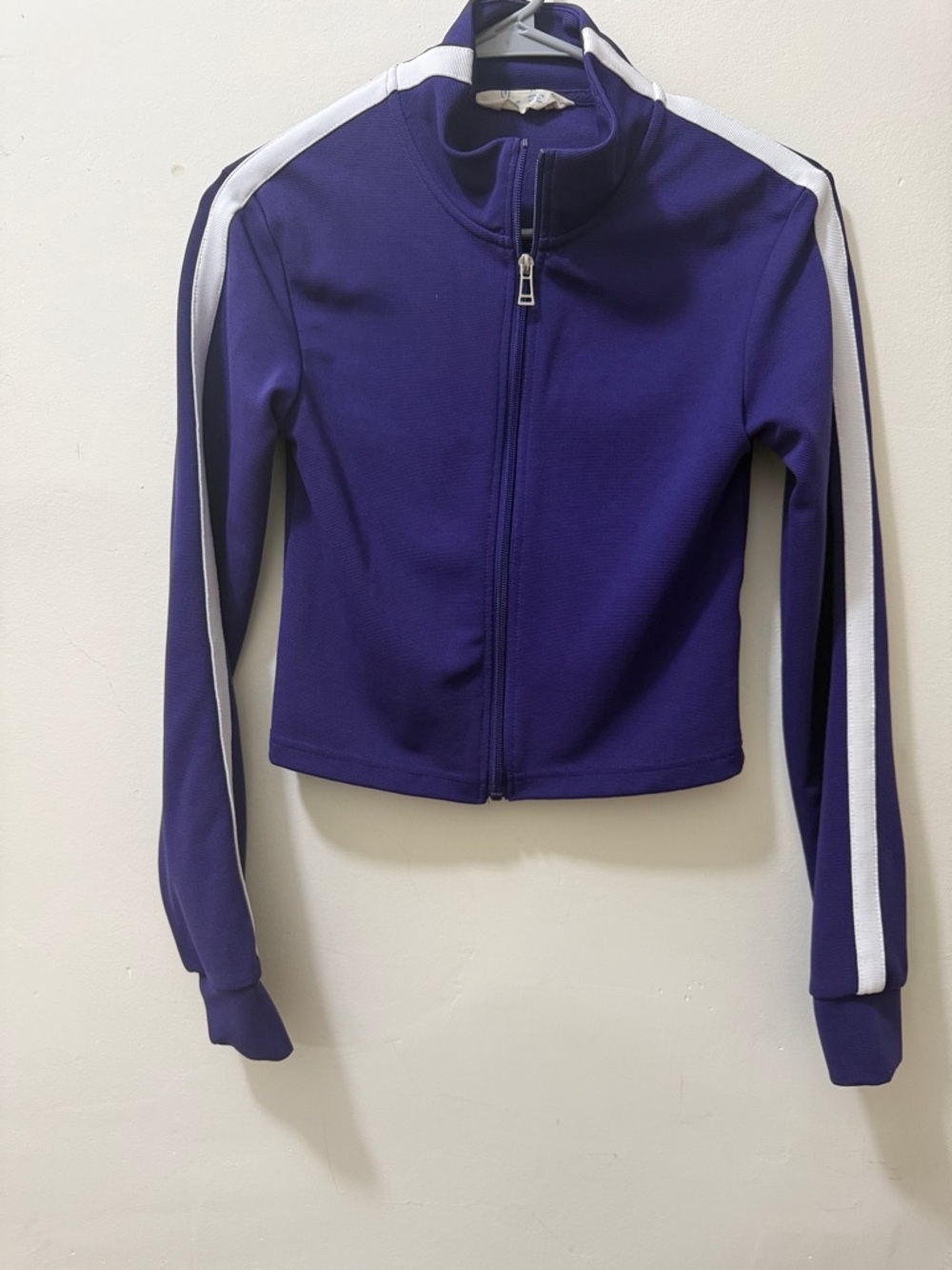 Primark Purple Bomber Track Jacket with White Stripes